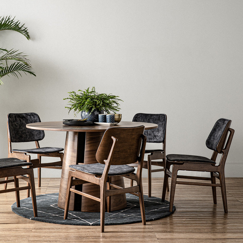 OKARA 47 Inch Round Dining Table - Solid Walnut Wood - Perfect for Kitchen, Dining Room & Small Spaces