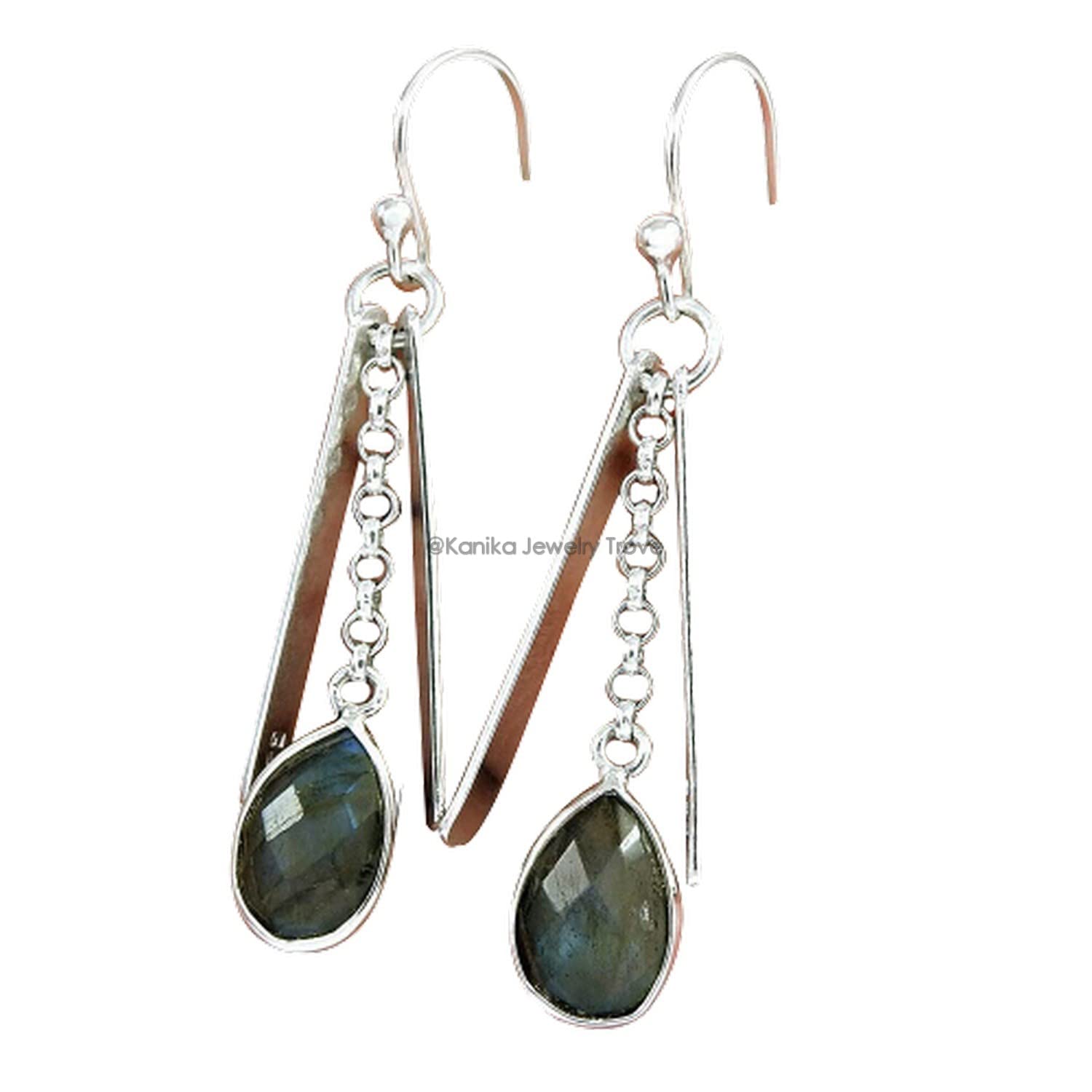 925 Sterling Silver Labradorite Handmade Drop Dangle Earrings for Women & Girls | Boho Chic Jewelry | Perfect for Parties, Weddings & Everyday Wear