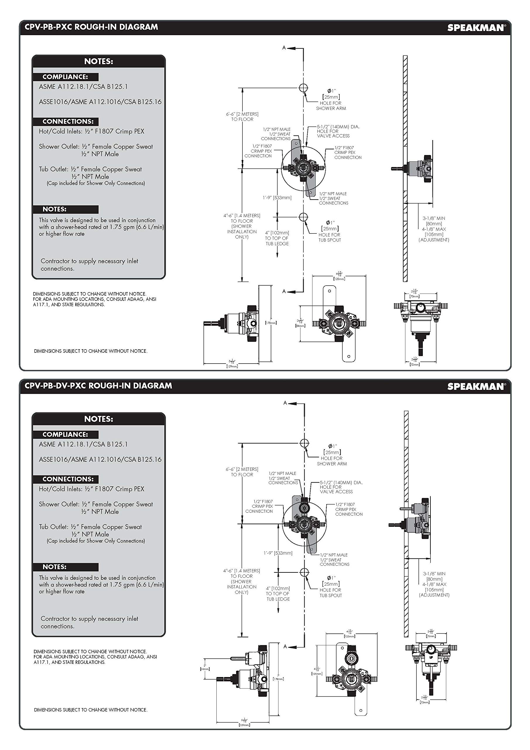 Speakman CPV-PB-DV-PXC Sentinel Mark II Pressure Balancing Diverter Shower Valve with Crimp Inlet Connections - Rough Brass Finish for Bathroom Remodel & Luxury Shower Experience