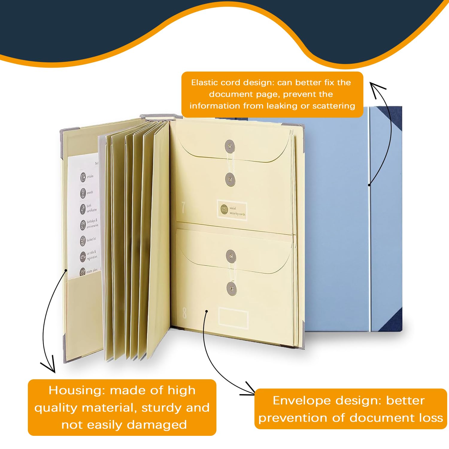 If I Die Binder Organizer - Document Folio with Pockets for Important Papers | Home, School & Office Supplies | Emergency Preparedness, Estate Planning & Missing Person Documentation (Blue)