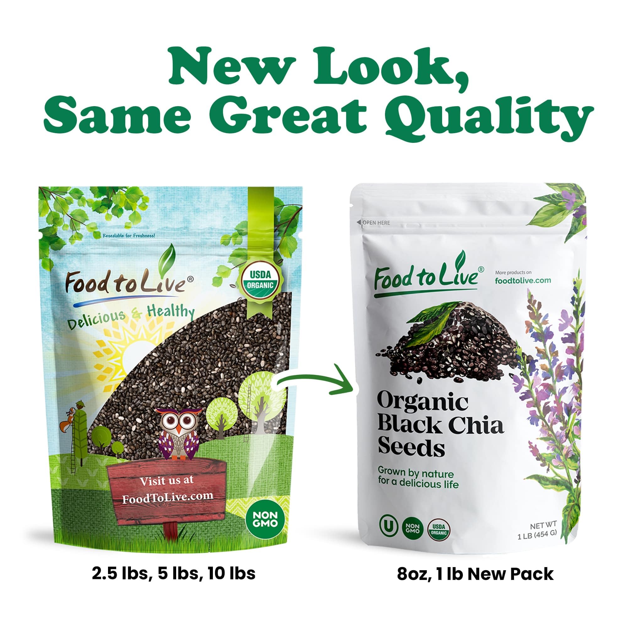 Organic Black Chia Seeds - Non-GMO, Whole, Sproutable, Vegan, Kosher, Keto & Sirtfood Friendly - 2.5 Pound Bulk Bag | Rich in Omega-3, Fiber & Protein | Perfect for Smoothies, Baking & Healthy Snacks