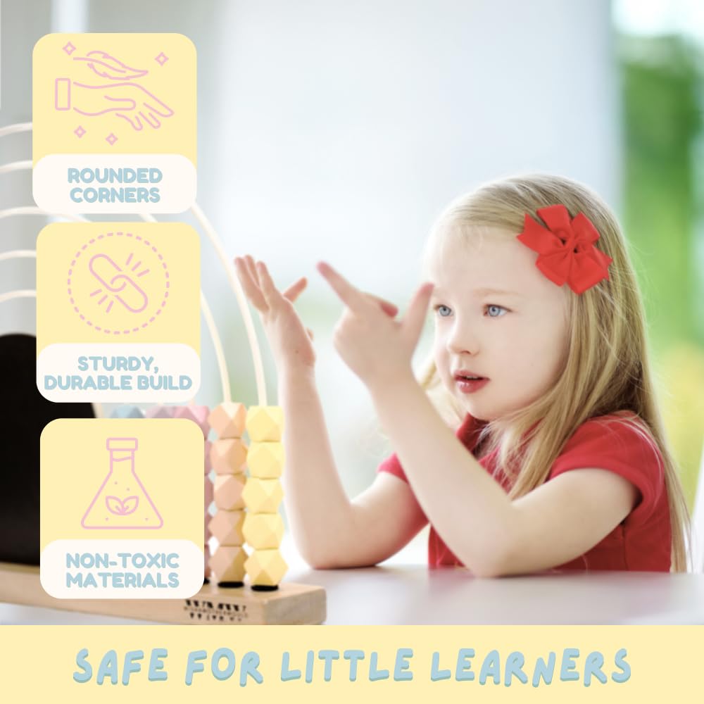 Pastel Rainbow Abacus for Kids - 17 Inch Magnetic Chalkboard Math Learning Toy | Counting, Addition & Subtraction Educational Tool | Montessori Classroom & Homeschool Supplies for Ages 3+ | Perfect for Preschool Math Activities & Early Childhood Development