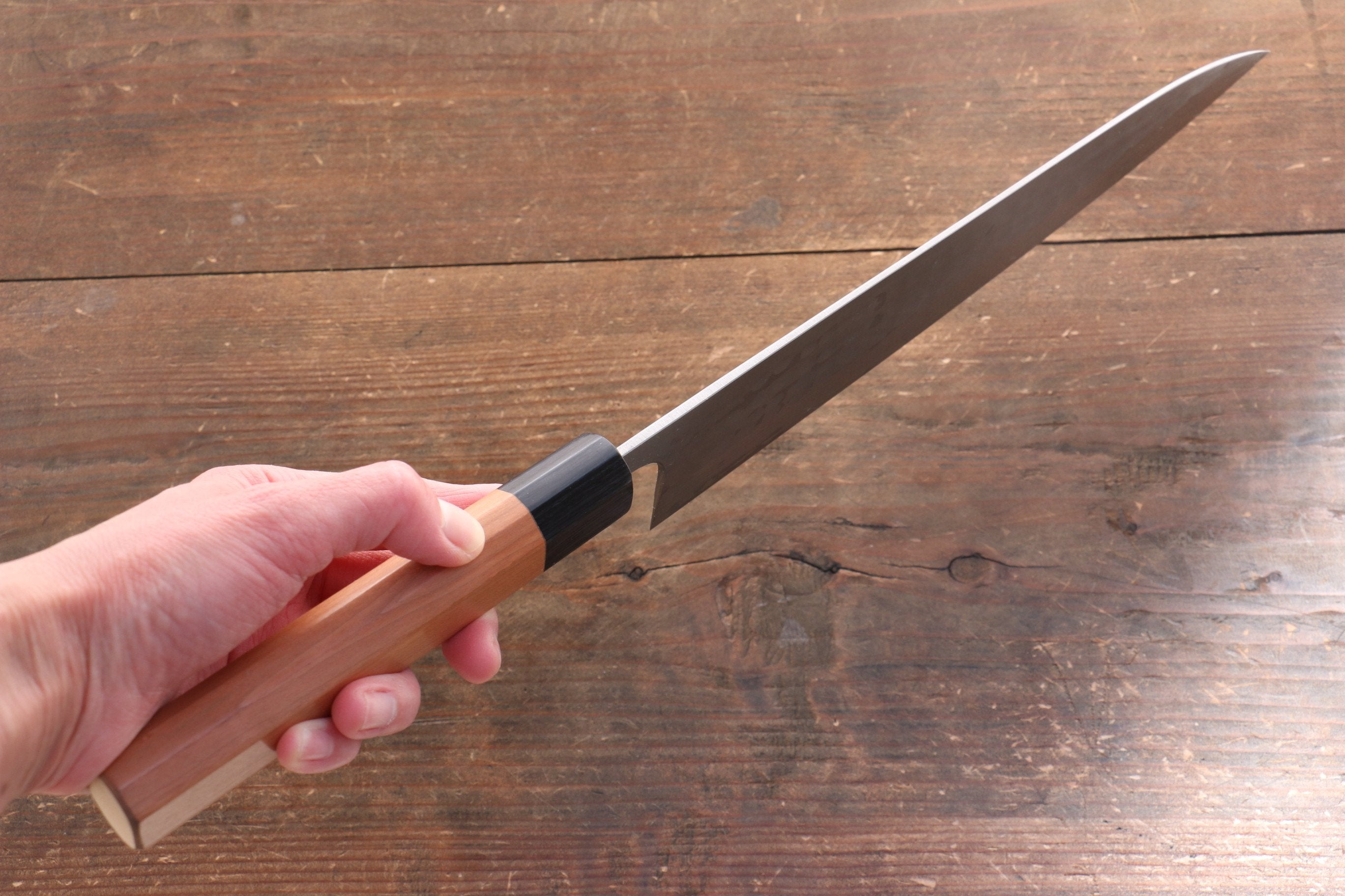 Premium Nao Yamamoto SRS13 Black Damascus Gyuto Chef Knife 240mm - Handcrafted Japanese Kitchen Knife with Cherry Blossom Wood Handle for Professional Chefs & Home Cooking