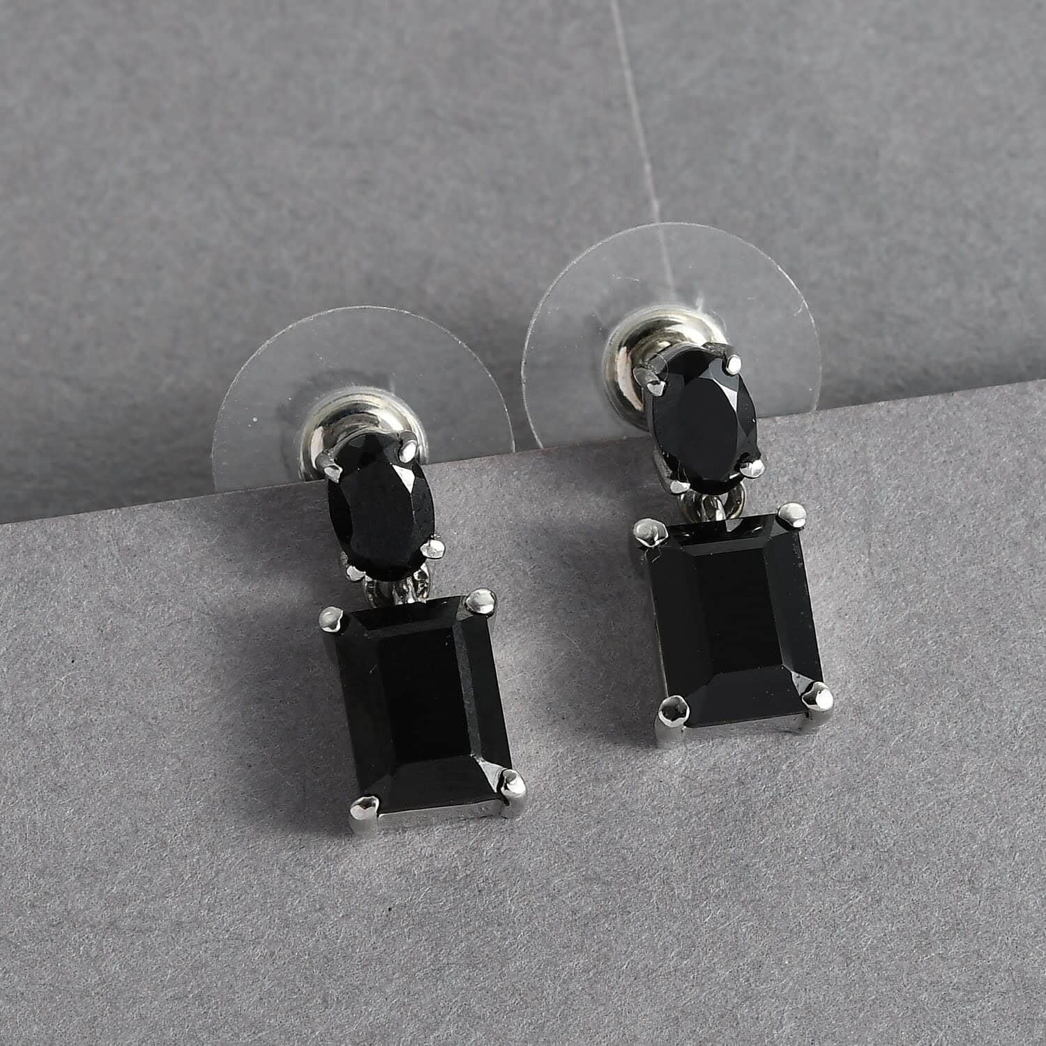 SHOP LC Black Spinel Dangle Drop Earrings for Women - Stainless Steel Jewelry - Elegant Birthday Gifts for Her - Perfect for Parties, Weddings & Special Occasions