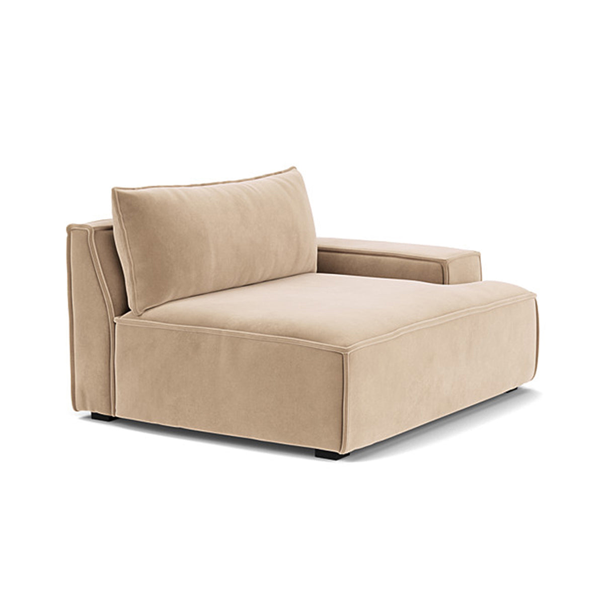 Daphne Velvet 1 Seater Right Arm Modular Sofa - Modern Living Room Furniture for Small Spaces, Apartments & Studios | Comfortable Single Seater Couch with Adjustable Design