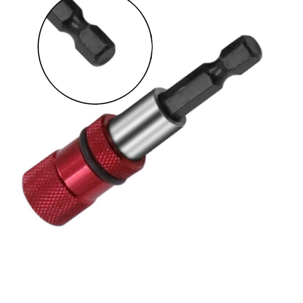 1/4 Inch Hex Shank Magnetic Bit Holder Screwdriver Set with Drill Bits & Extension Bar - Compatible with Electric Screwdrivers (Red) - Perfect for DIY Projects, Home Repairs, and Professional Construction Work