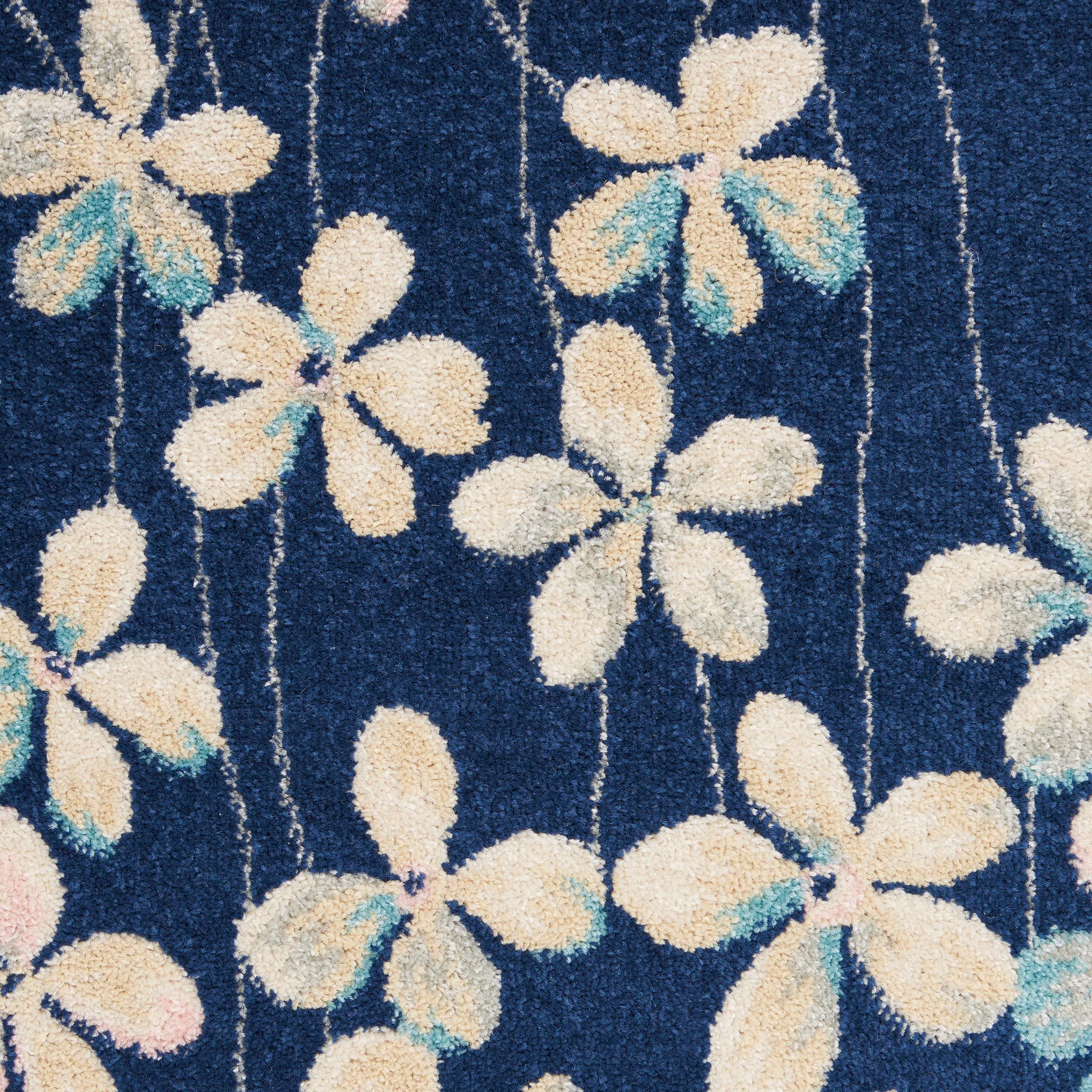 Nourison Tranquil Floral Navy 6' x 9' Area Rug - Easy Cleaning, Non-Shedding, Soft & Durable - Perfect for Bedroom, Living Room, Dining Room & Kitchen Decor (6x9)