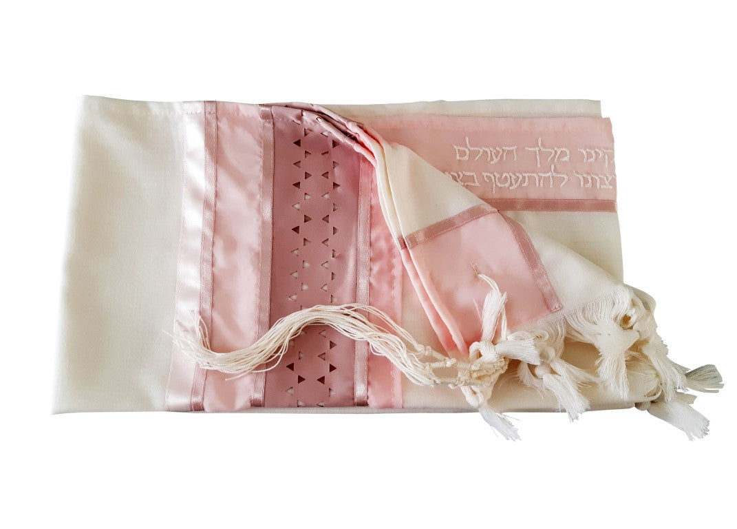 Pink Star of David Tallit for Women & Girls - Elegant Jewish Prayer Shawl for Synagogue, Bat Mitzvah & Religious Ceremonies