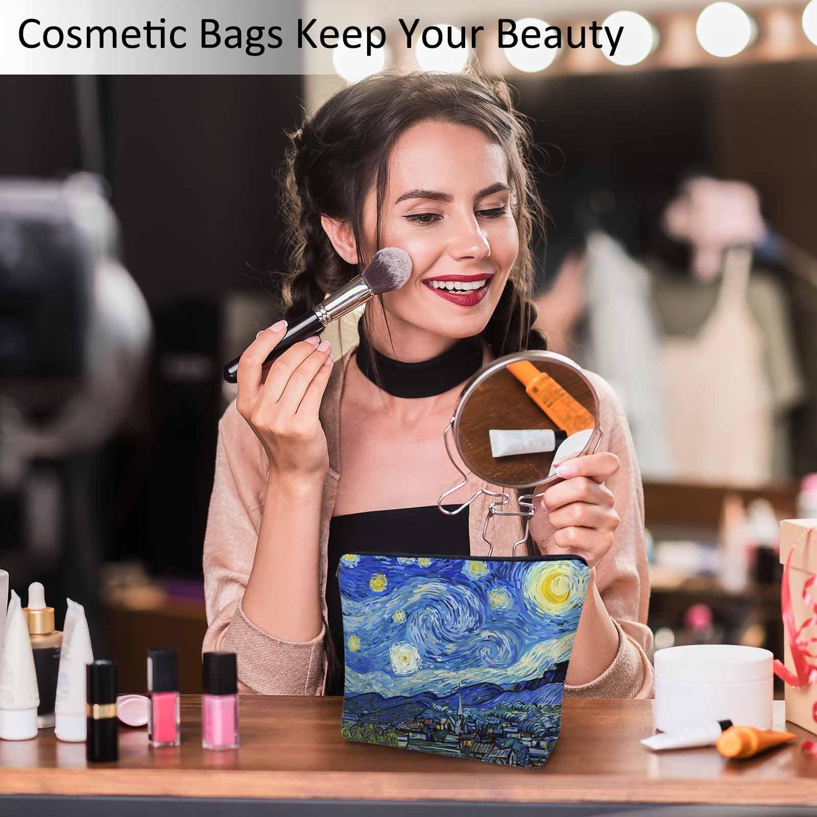Starry Night Van Gogh Cosmetic Bag for Women - Large Galaxy Makeup Pouch, Waterproof Toiletry Organizer for Travel, Gym, Camping & Bathroom Storage | Perfect Gift for Artists & Makeup Lovers