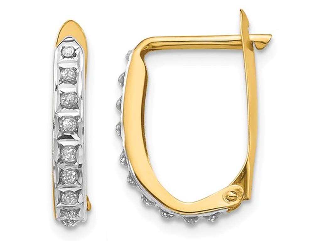 14K Yellow Gold Leverback Hoop Earrings with Accent Diamonds (1/2 Inch) - Elegant Everyday Jewelry for Women, Perfect for Work, Parties & Special Occasions