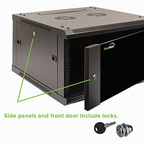 NavePoint 9U Wall Mount Network Server Rack - 19 Inch Cabinet Enclosure with Lockable Glass Door & Adjustable Shelves | Perfect for Data Centers, Home Offices & IT Closets