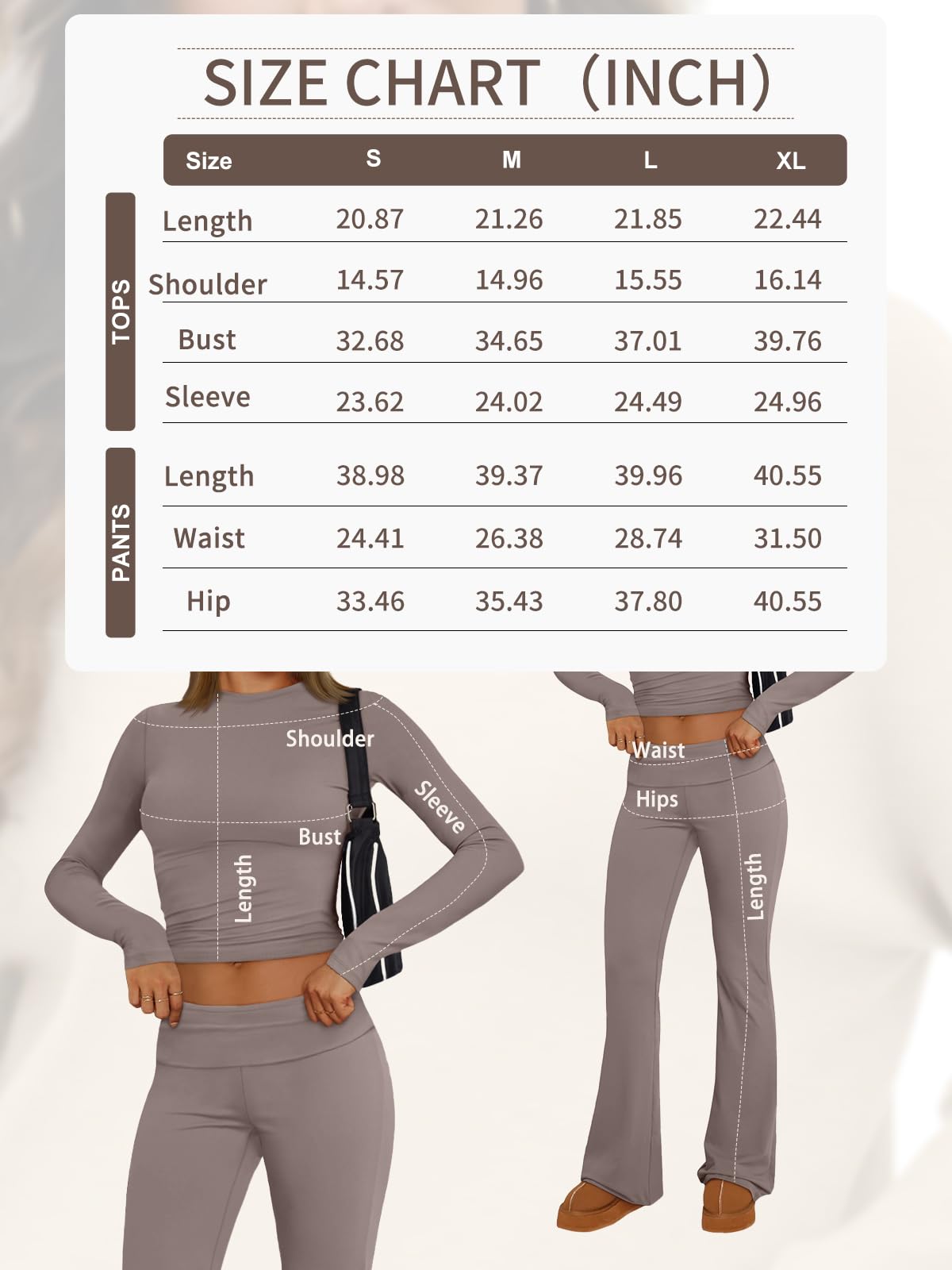 Trendy Queen Women's 2-Piece Lounge Set - Long Sleeve Shirt & Fold-Over Yoga Pants | Soft Comfort Outfit for Home, Workout & Casual Wear | Perfect for Yoga, Running Errands & Relaxing at Home