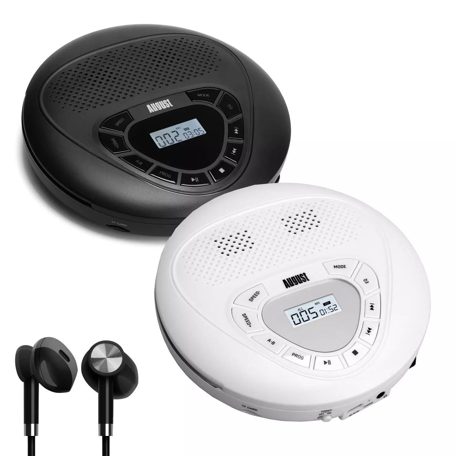 Portable Rechargeable Personal CD Player with Built-in Speakers & MP3 Playback - AUX Input, August SE10 [Refurbished] - Perfect for Home, Office, Travel & Outdoor Use
