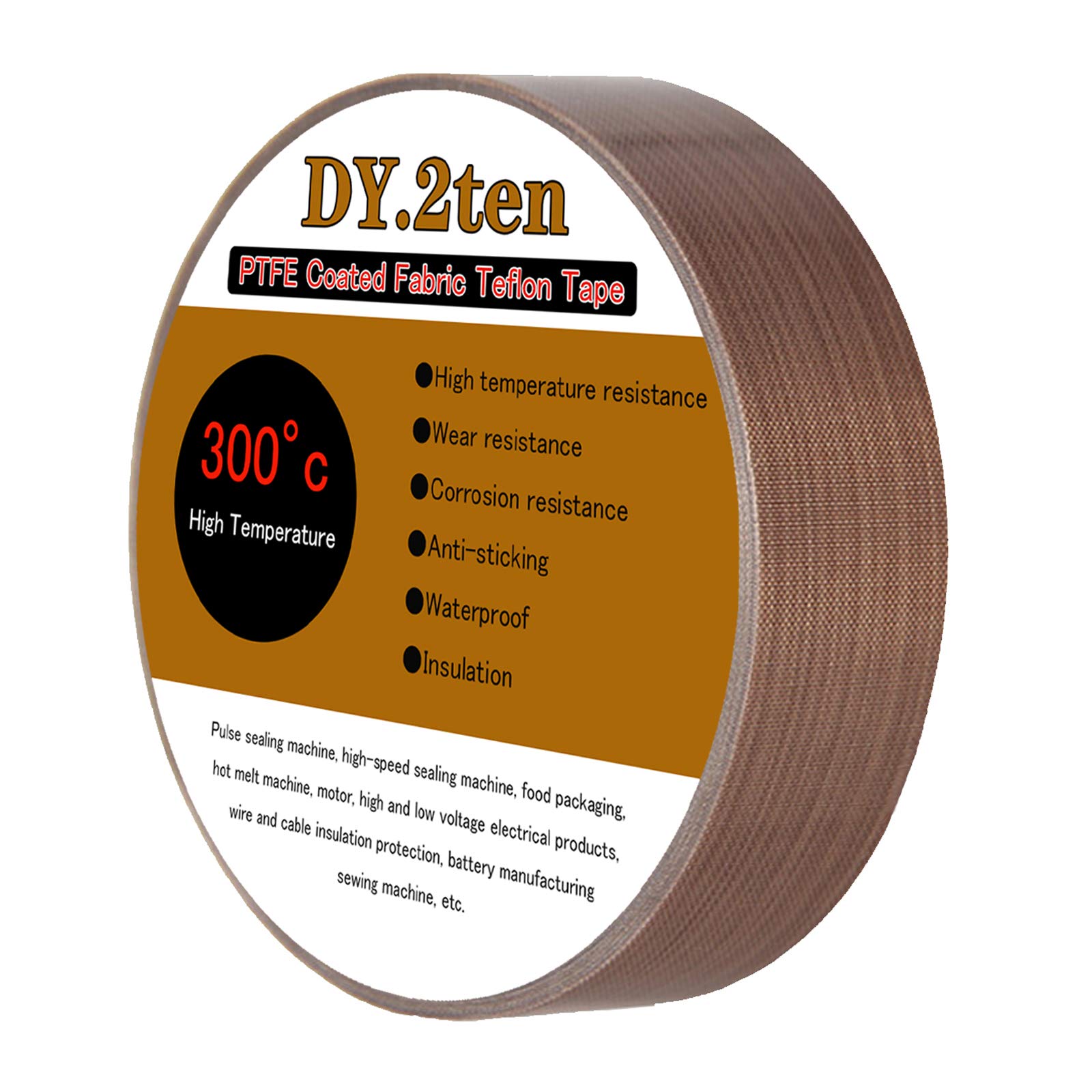 High Temperature PTFE Coated Fiberglass Teflon Tape - 0.75