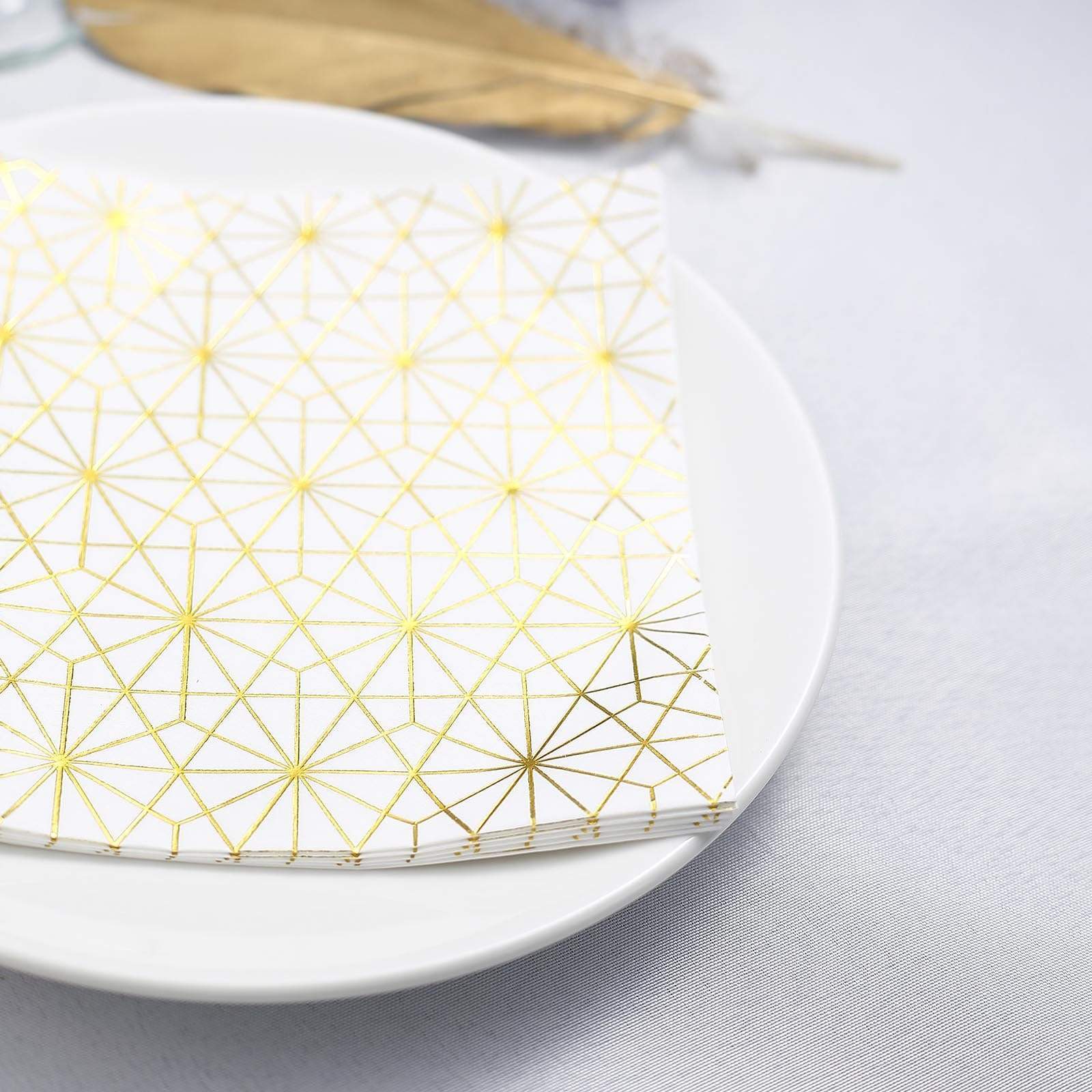 20 Pack 13x13 Inch Premium Metallic Paper Napkins for Wedding, Party, Dinner & Holiday Decorations - Gold & Silver Elegant Disposable Napkins