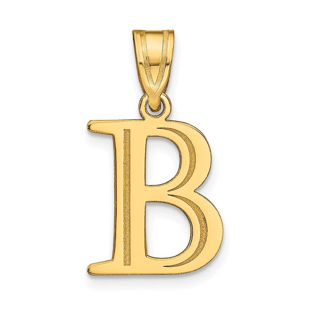 14K Gold Polished Etched Letter Alphabet Initial Pendant Necklace for Women - Personalized Name Jewelry Gift for Her, Birthday, Anniversary & Everyday Wear