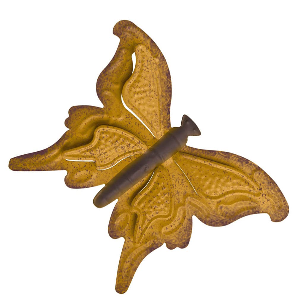 Handmade 3D Metal Butterfly Wall Art - Yellow Garden Sculpture for Indoor & Outdoor Decor - Perfect for Patio, Living Room, and Garden Decoration