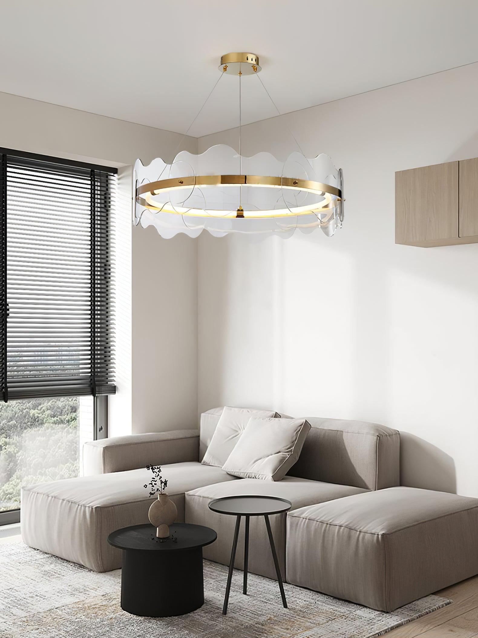 Modern Acrylic Wave Chandelier - Elegant LED Ceiling Light Fixture for Living Room, Dining Room & Bedroom Decor | Perfect for Home Lighting & Interior Design