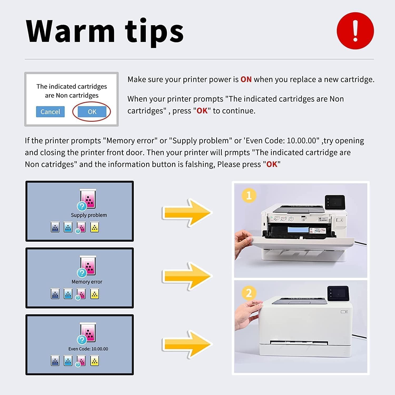 HP 206A Toner Cartridges 4-Pack - Compatible Replacement for HP LaserJet 206A/206X (W2110A) | Works with Color LaserJet Pro MFP M283fdw, M283cdw, M283fdn, M255dw, M255nw Printers | High-Quality Ink for Home & Office Printing
