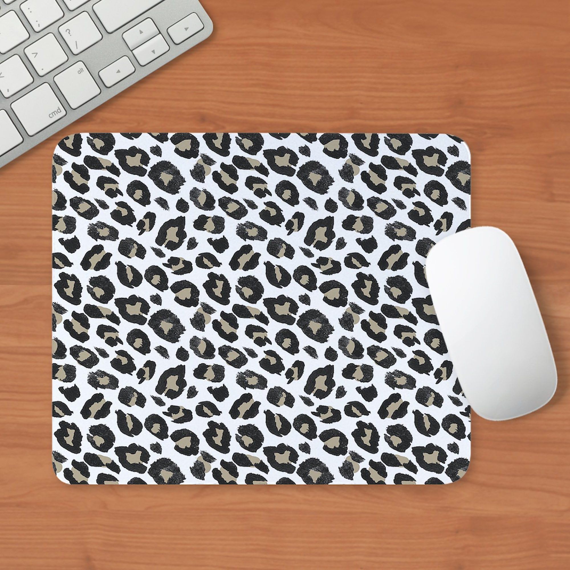 Non-Slip Rubber Gaming Mousepad with Black and Tan Leopard Pattern - Perfect for PC, Laptop, Office & Gaming Setup - CafePress