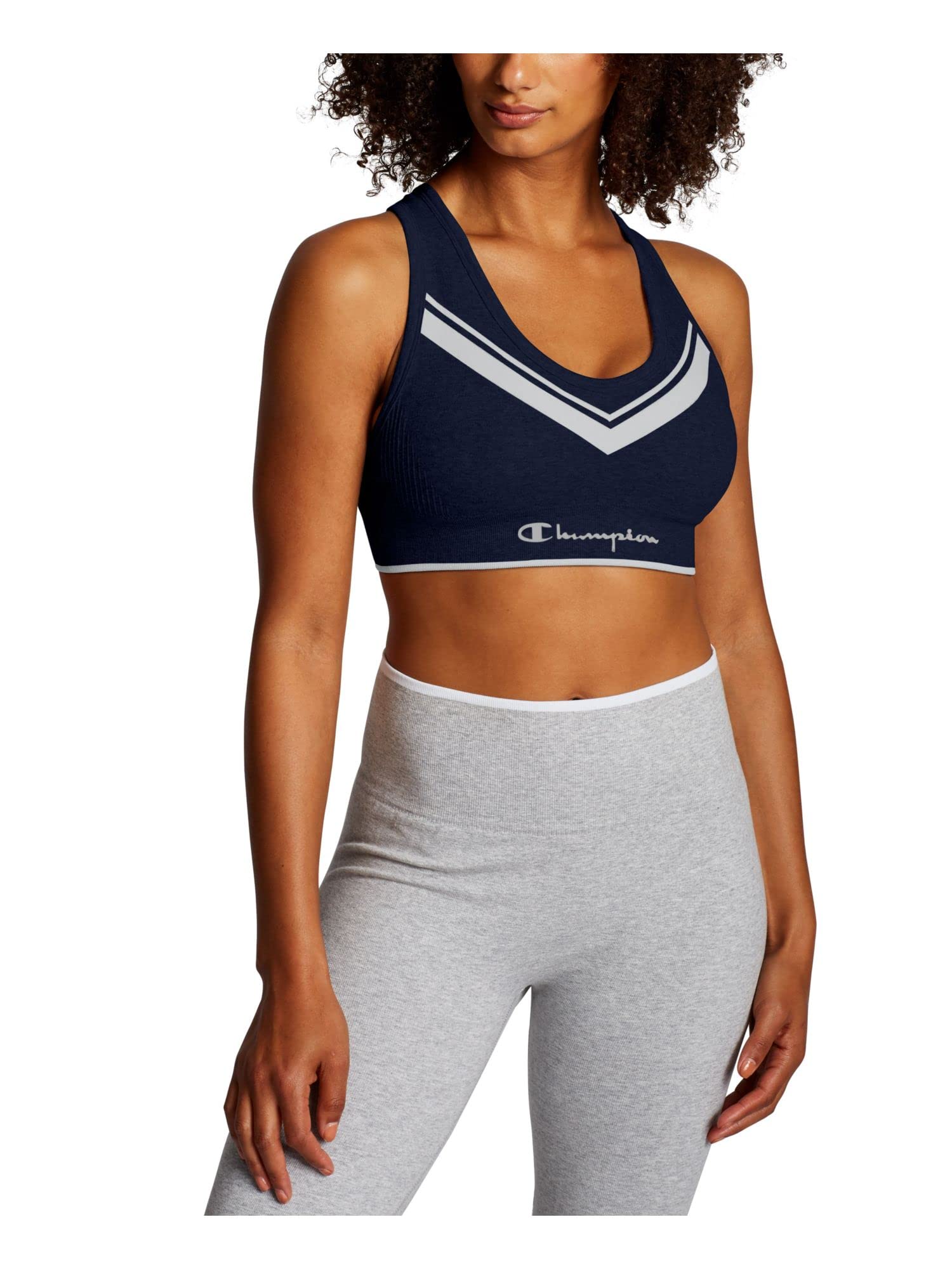 Champion Women's Chevron Racerback Sports Bra - Breathable Workout Top for Yoga, Running & Gym Training