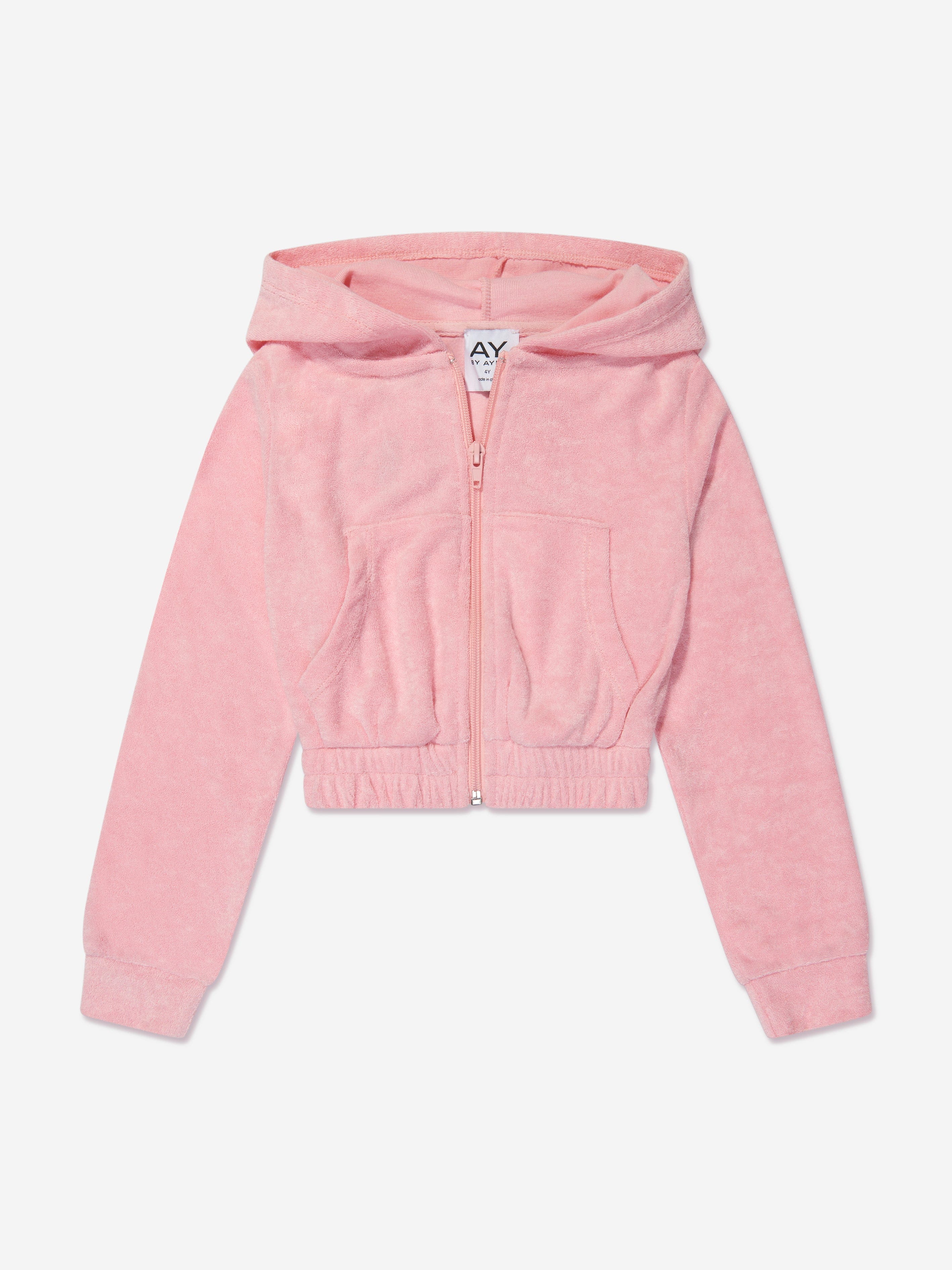 AY by AYLA Girls' Pink Toweling Hoodie - Soft & Cozy Pullover for Kids, Perfect for Playdates, Lounging & After-Swim Warmth