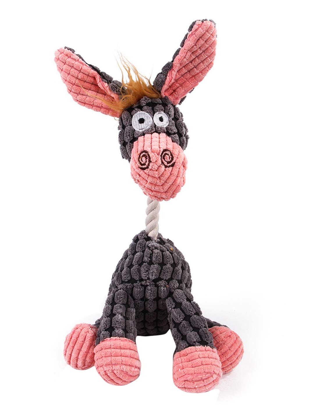 PetPhindU Squeaky Plush Dog Chew Toys - 3D Donkey Interactive Dental Cleaning Toy for Small, Medium & Large Dogs | Fun Playtime & Teeth Cleaning for Puppies & Adult Dogs