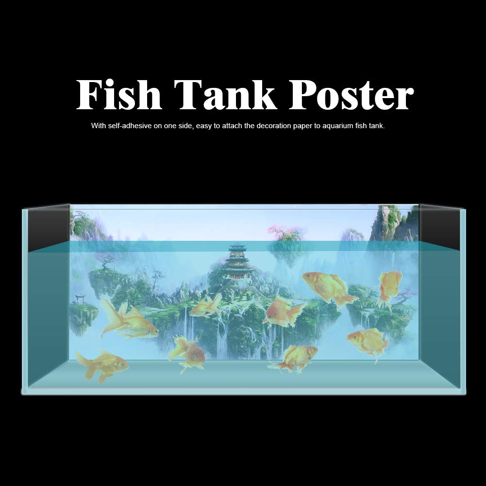3D PVC Aquarium Background Sticker - Sky Castle Fish Wallpaper for Tank Decoration (61x30cm) - Perfect for Freshwater & Saltwater Tanks