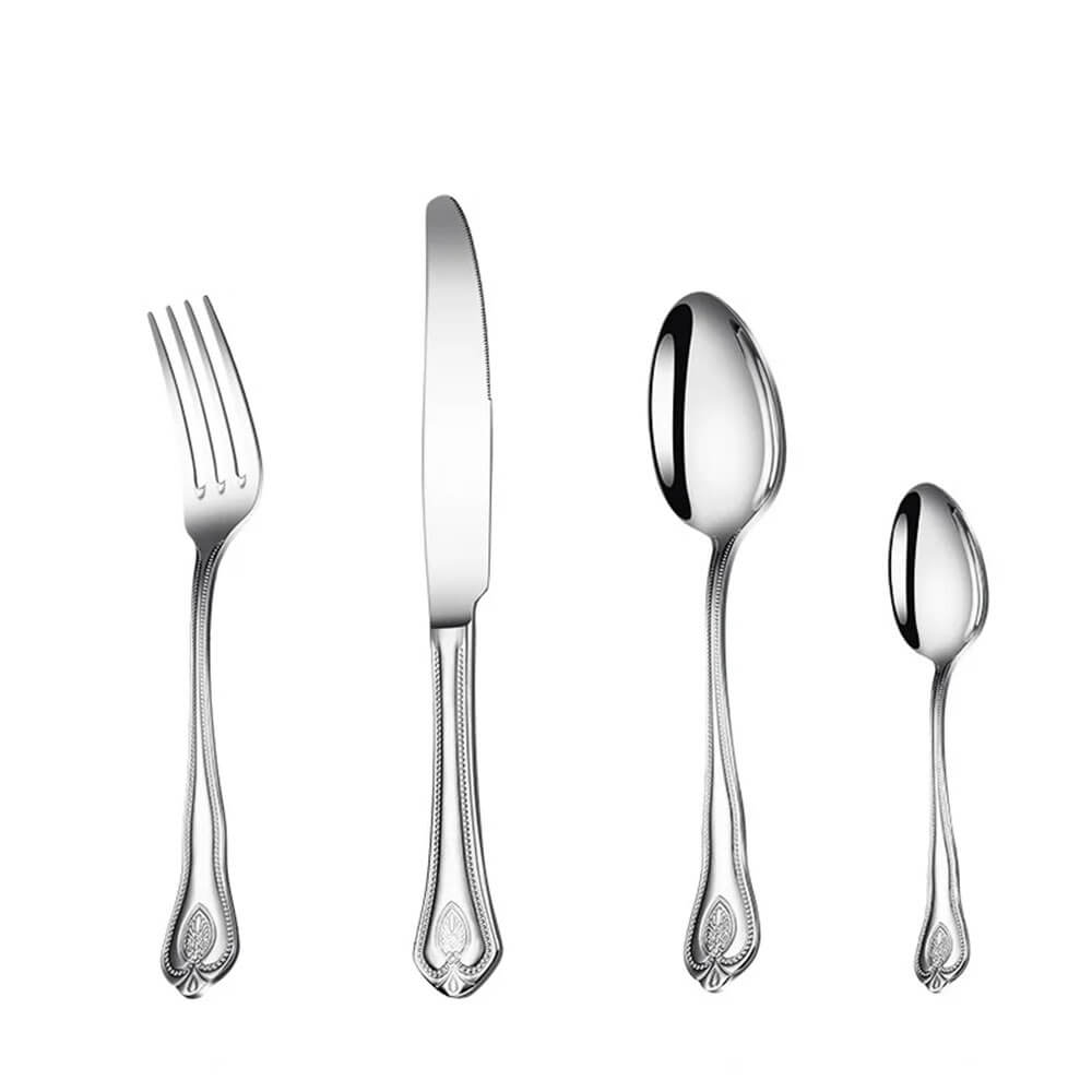 Majorelle 24-Piece Stainless Steel Flatware Set - Elegant Silverware for 6 Place Settings - Perfect for Dinner Parties, Weddings & Everyday Dining