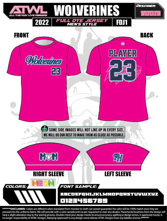 Wolverines Mothers Day & BCA Full Dye Crew Neck Jersey - Perfect for Gifts, Sports Fans & Charity Events