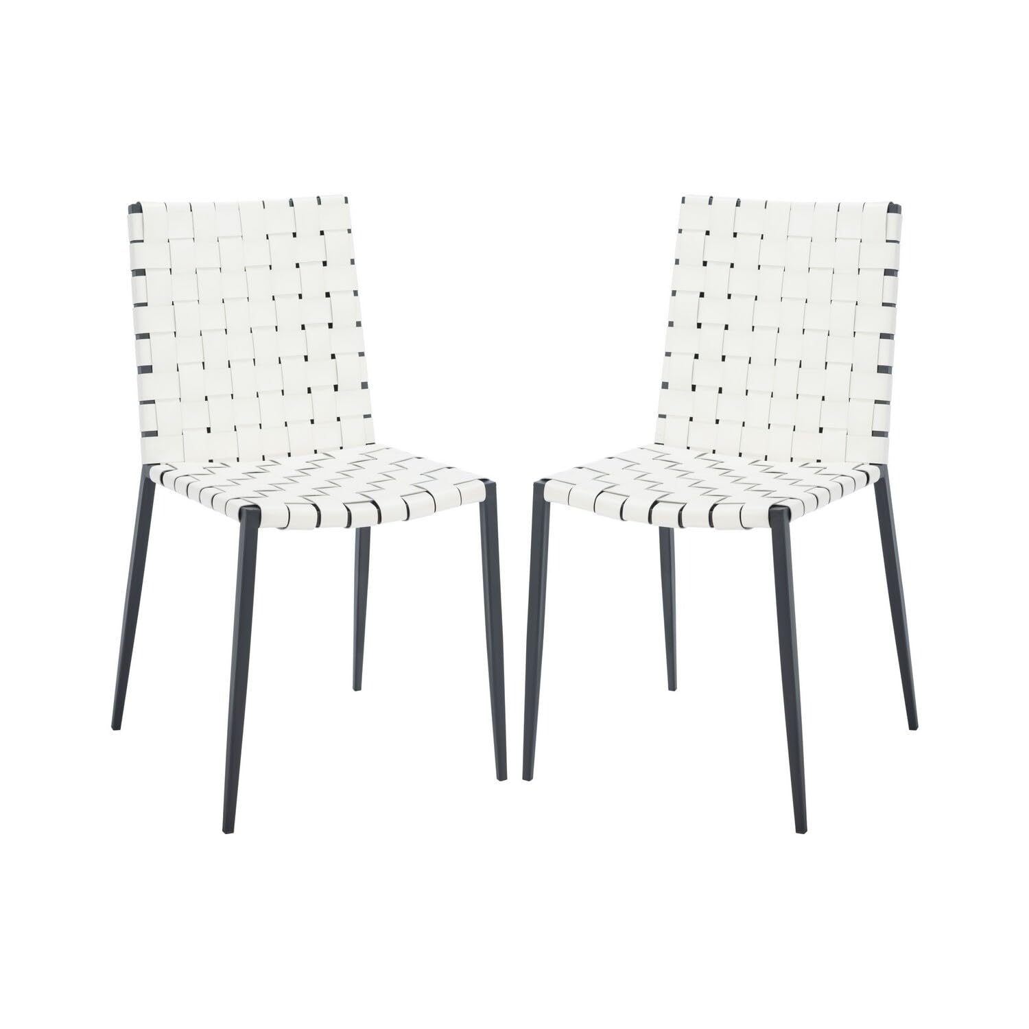 Safavieh Rayne Woven Accent Chair - White & Black Modern Dining & Living Room Chair (Fully Assembled) - Perfect for Home Decor, Kitchen Dining Sets & Office Seating
