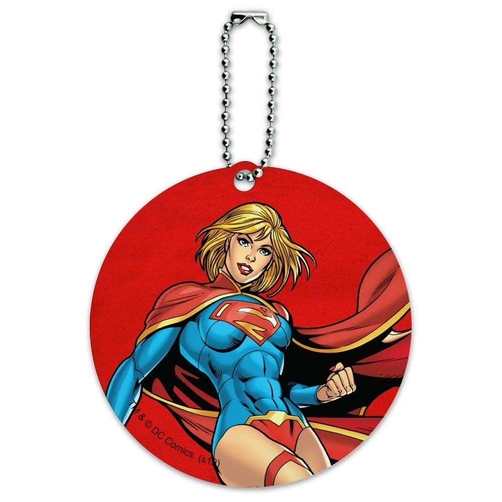 Superman & Supergirl Character Round Luggage ID Tag - Durable Suitcase Name Tag for Carry-On Bags - Perfect for Travel, Business Trips & Vacation Identification