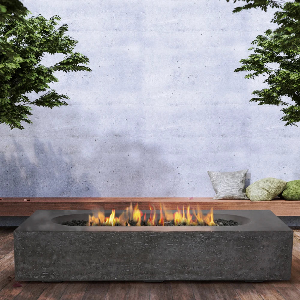 Alchemy Outdoor Patio Fire Table - 42 Inch Propane Fire Pit Table with Lava Rocks, Waterproof Cover - Perfect for Backyard, Deck, Garden, Poolside Gatherings & Outdoor Entertaining