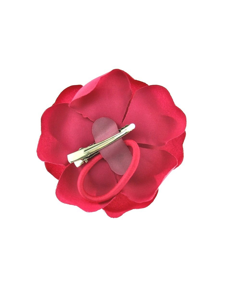 Zac's Alter Ego Fuchsia Rose Flower Hair Clip with Elastic Band - Perfect for Weddings, Parties & Everyday Hair Accessories