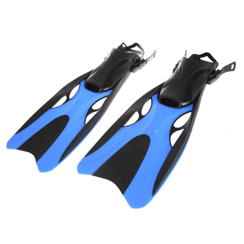 CYXI Adjustable Open Heel Snorkeling Fins for Adults - Lightweight Travel Size Swim Flippers for Snorkeling, Diving & Swimming (Blue, S/M) - Perfect for Beach Vacations, Pool Workouts & Tropical Adventures