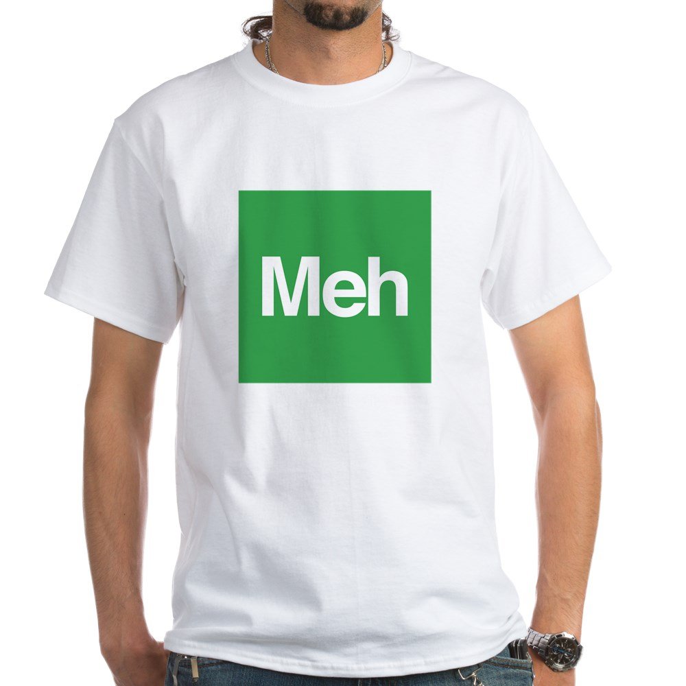 Meh Element Funny White Cotton T-Shirt for Men & Women | Soft Breathable Casual Tee for Everyday Wear, Gifts & Pop Culture Fans