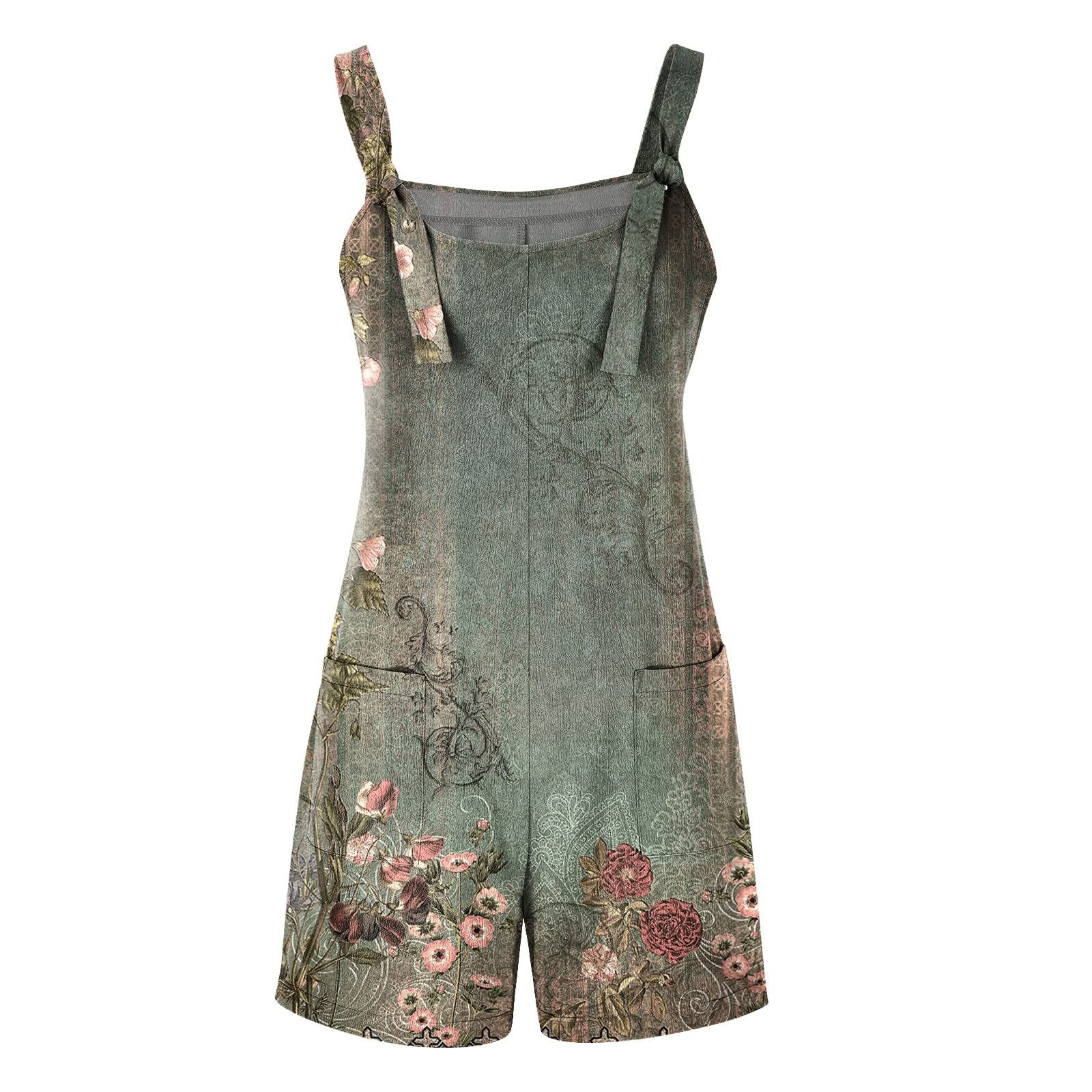 Women's Summer Romper Jumpsuit Overalls - Lightweight Dressy Casual Outfit for Running & Outdoor Activities (AI-Army Green, Size L) | Perfect for Beach Vacations, Music Festivals & Summer Parties