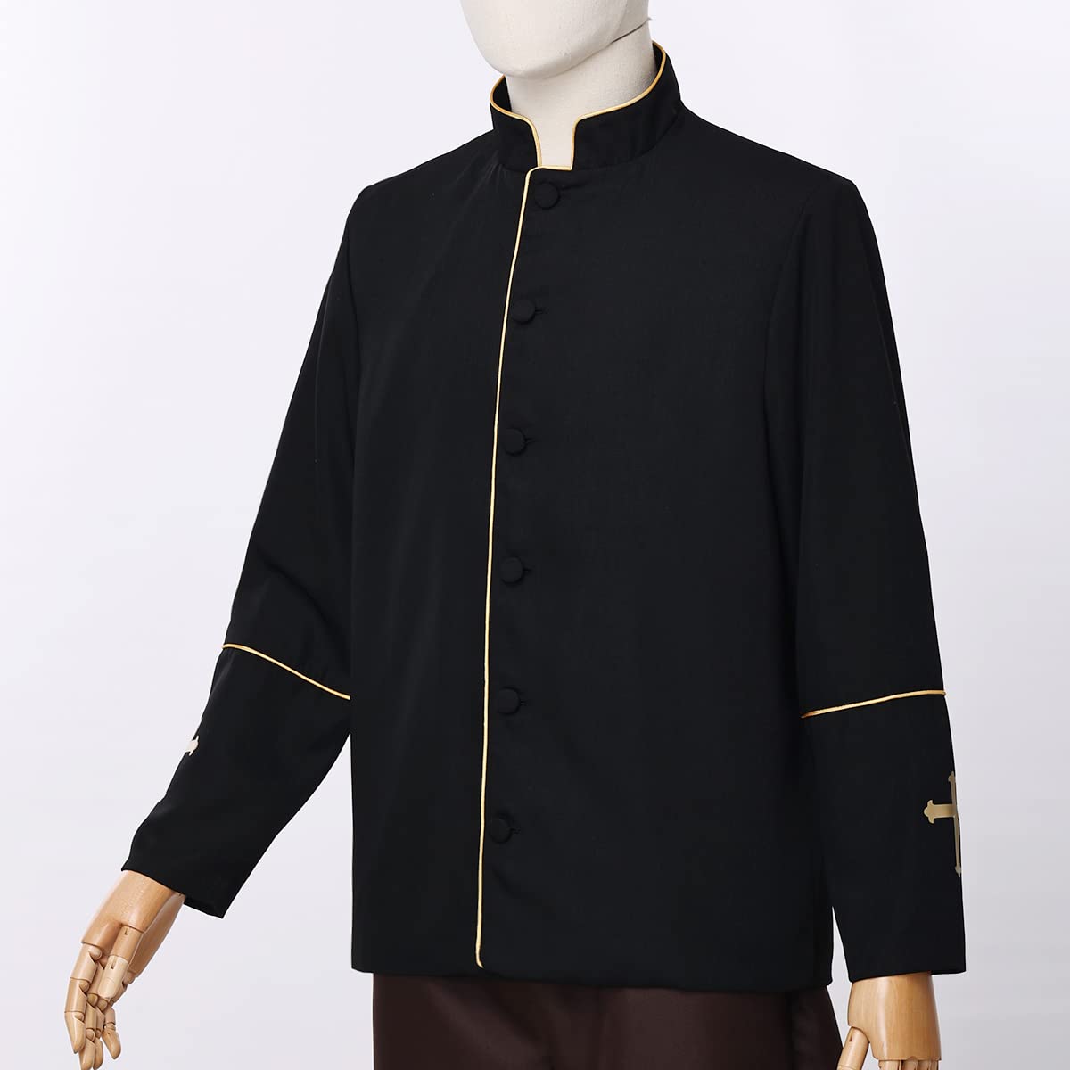 Men's Clergy Coat - Church Priest Robe Vestment with Stand Up Collar & Button Down Design - Formal Religious Attire for Pastors, Ministers & Worship Services - Perfect for Sunday Mass, Weddings & Church Ceremonies