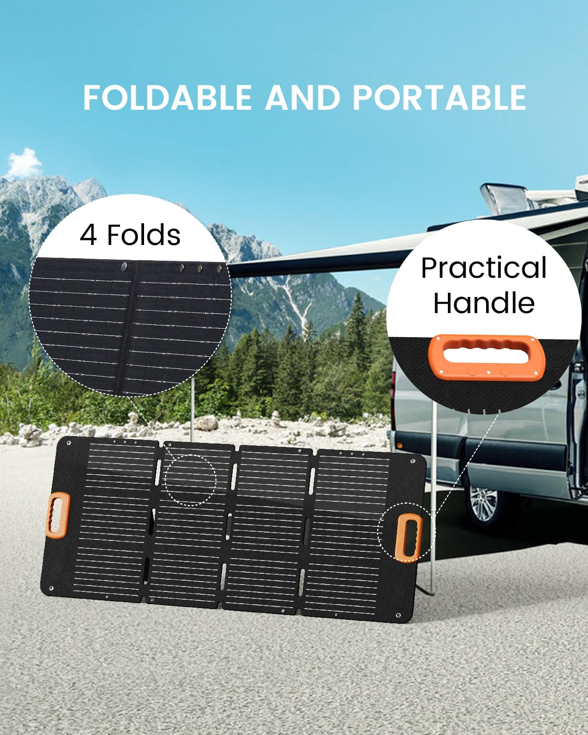100W Portable Solar Panel with Waterproof Design - Foldable Solar Charger for Power Stations, RV, Camping & Off-Grid Living | Perfect for Outdoor Adventures, Emergency Power & Sustainable Energy Solutions