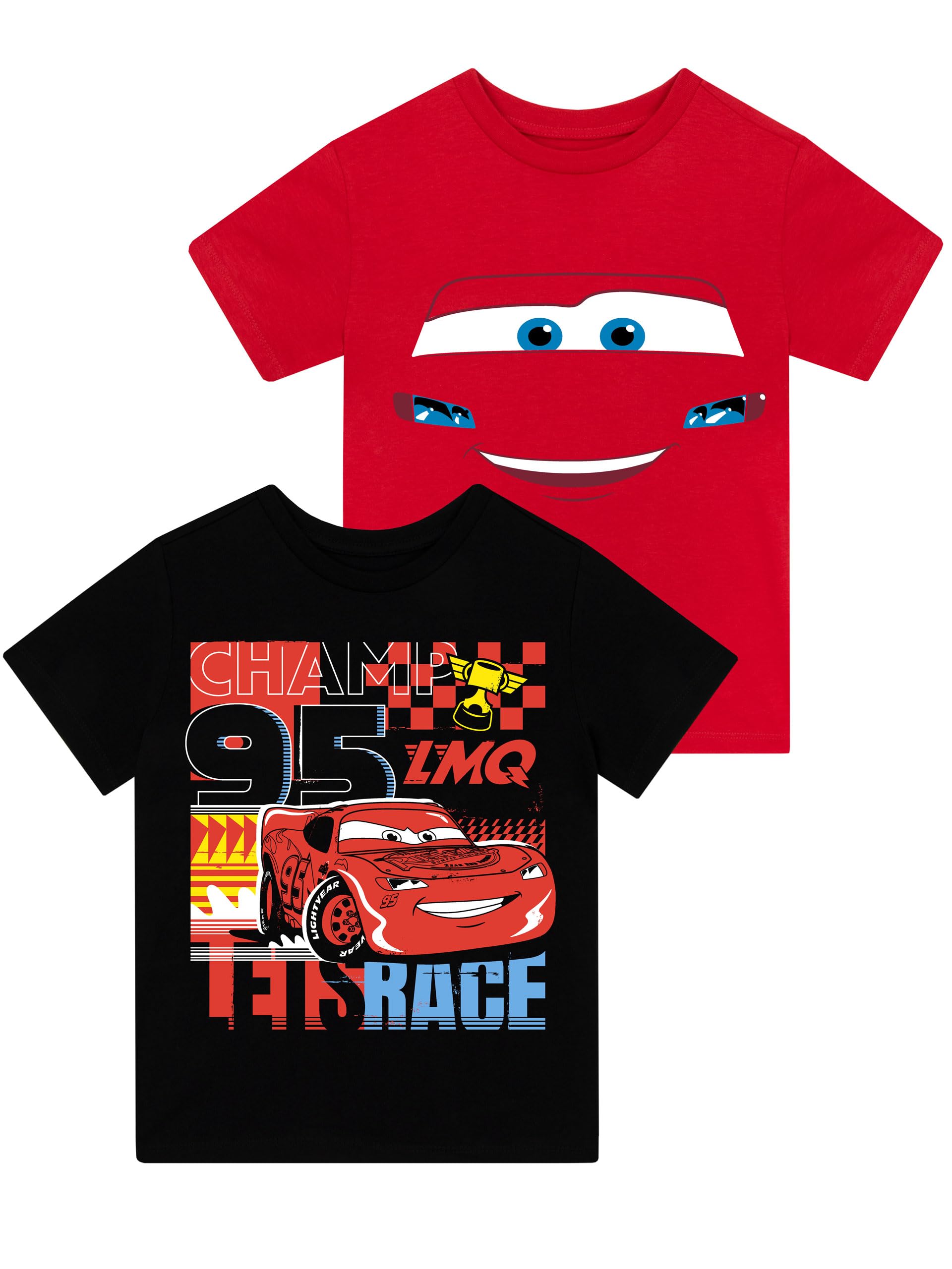 Disney Cars Lightning McQueen Boys T-Shirt Pack of 2 | Official Licensed Apparel for Kids | Perfect for Birthday Gifts, School, and Playtime