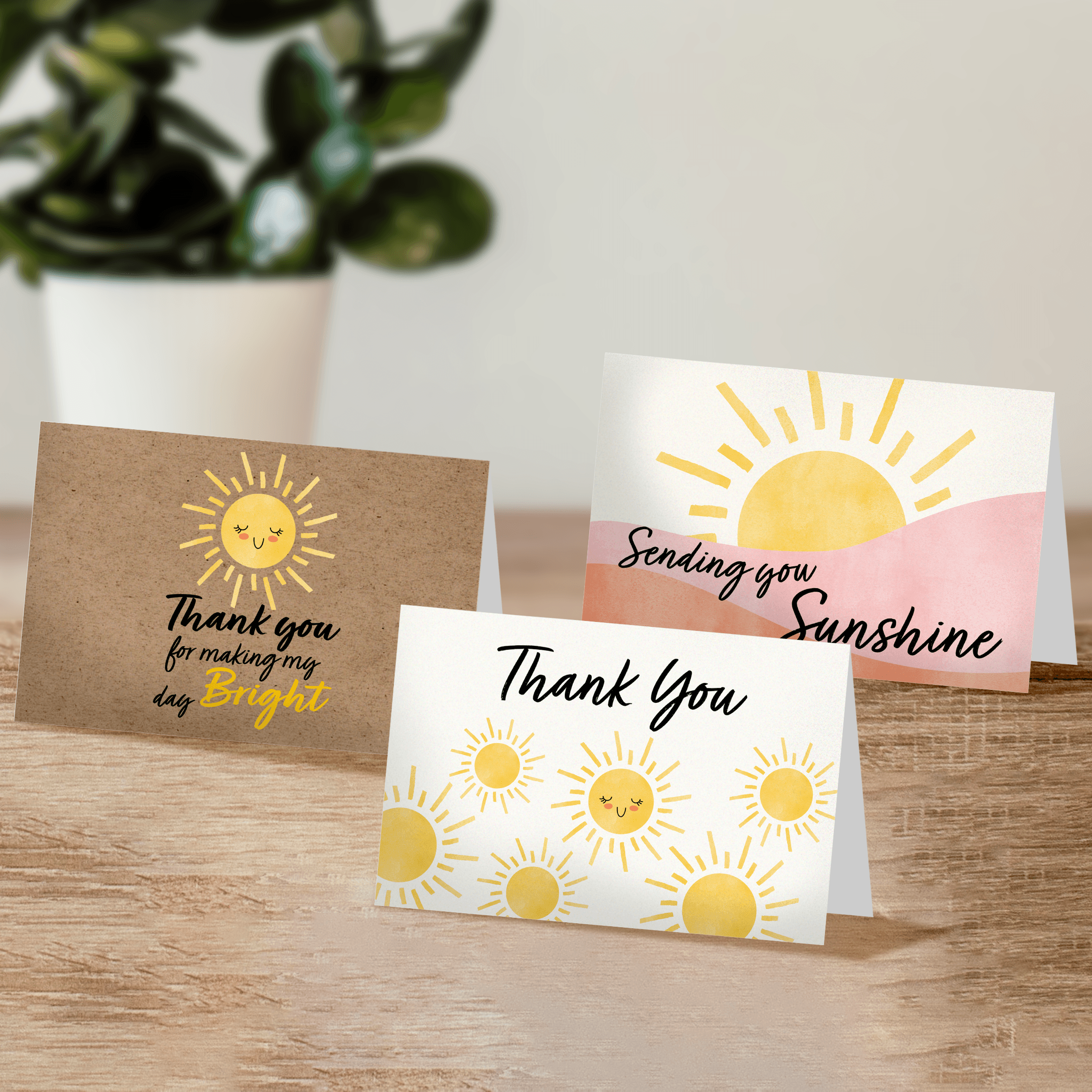 Sunshine Thank You Cards with Envelopes - Bulk Pack of 50 Blank Greeting Cards for Birthday, Wedding, Graduation & Appreciation - Perfect for Office, School & Personal Use