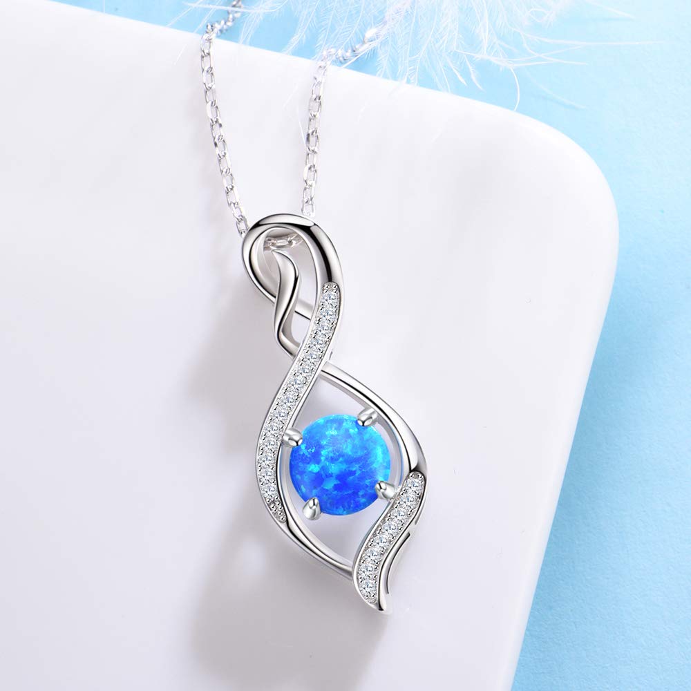 Endless Love Birthstone Necklace for Women - Aquamarine & Emerald Jewelry Gift for Wife, Mom, March April May Birthdays, Perfect for Anniversaries, Valentine's Day & Special Occasions