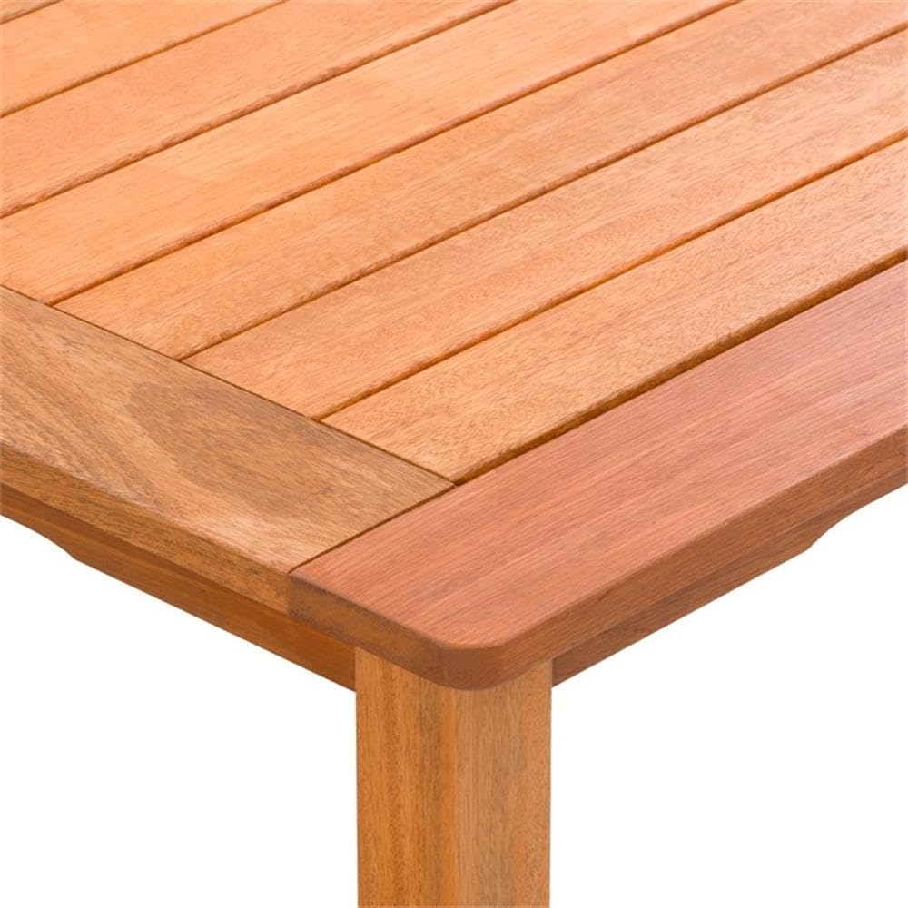 CorLiving Miramar Solid Hardwood Outdoor Patio Rectangle Dining Table - Natural Finish for Backyard, Garden & Poolside Dining | Weather-Resistant & Durable