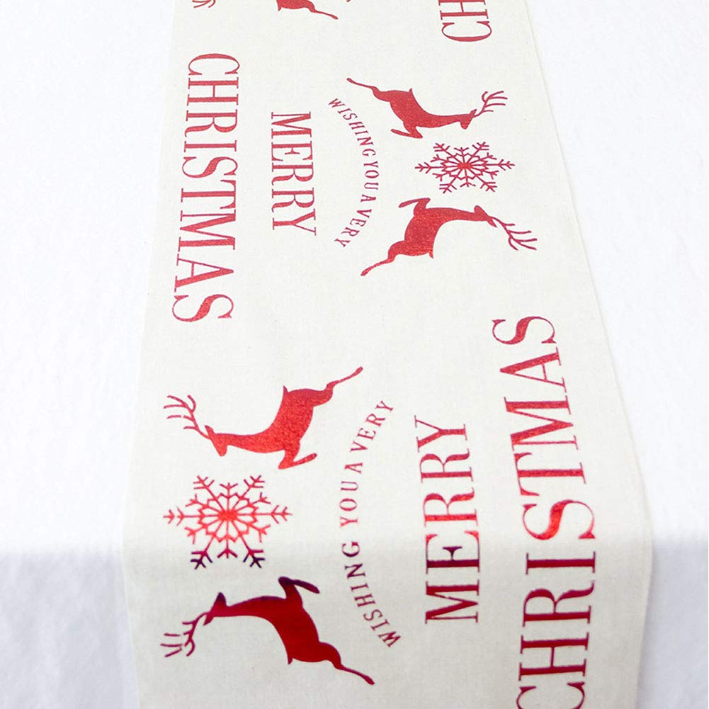 Festive Christmas Table Runner - Holiday Home Decor with White Elk Design for Dining Table, Party, and Seasonal Celebrations | Perfect for Christmas Dinner, Festive Gatherings, and Winter Home Decor