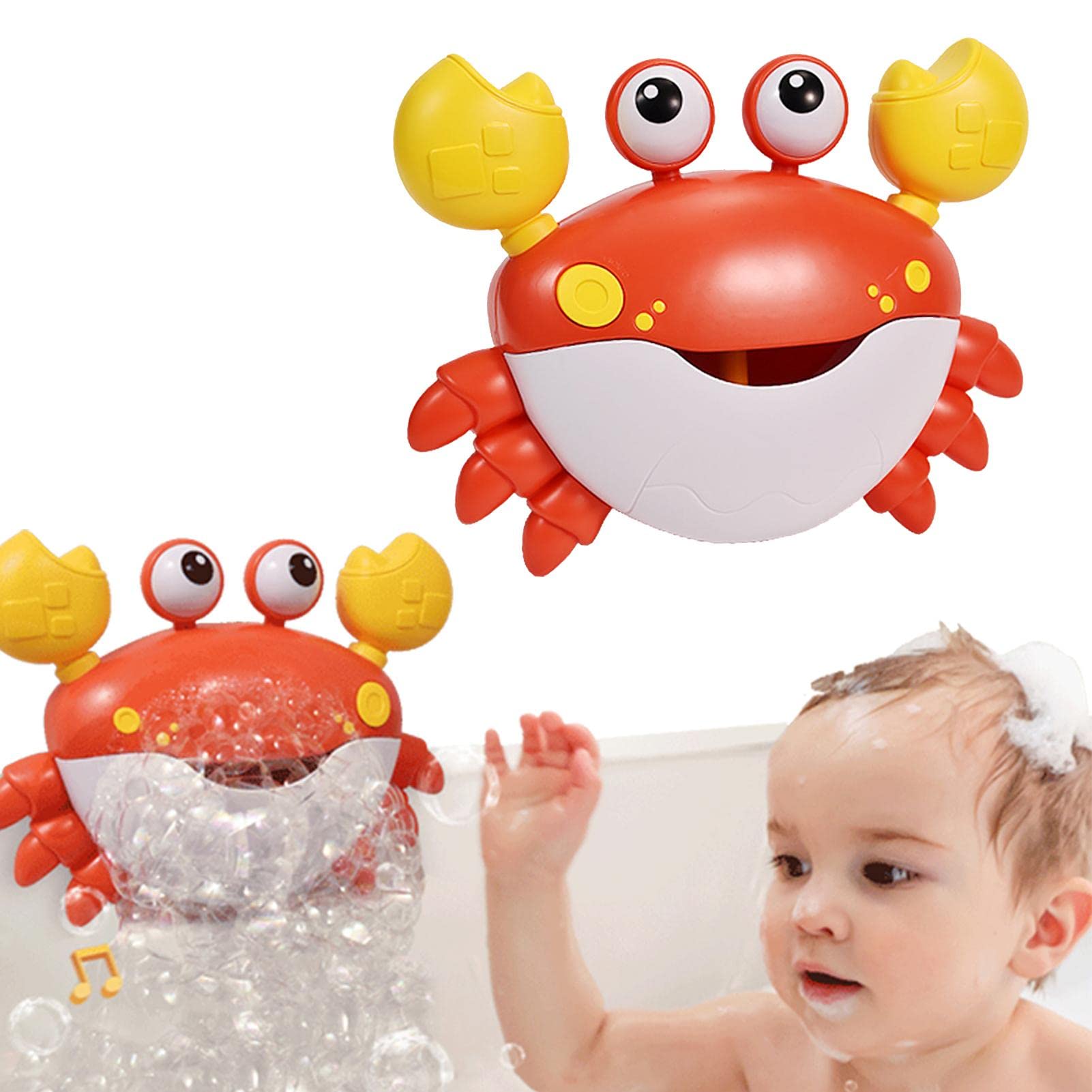 Durable Bubble Bath Crab Toy with Music & Suction Cups - Fun Bathtub Water Play for Kids Ages 3+ | Perfect Bath Time Companion for Toddlers & Preschoolers
