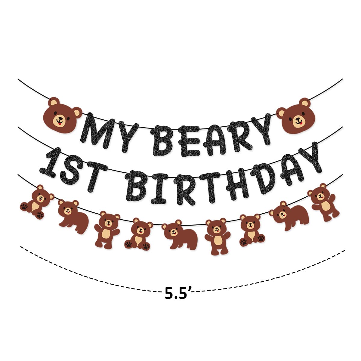 My Beary 1st Birthday Banner - Teddy Bear Themed First Birthday Party Decorations for Baby Showers, Nursery Room & Birthday Photo Backdrops