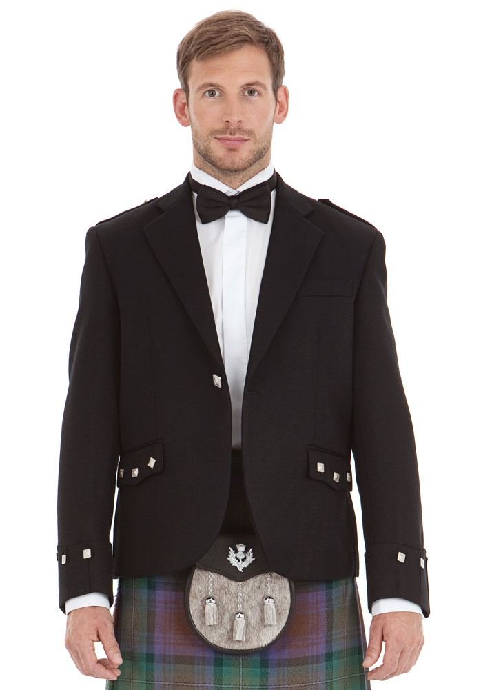Men's Scottish Black Argyll Kilt Jacket - Traditional Highland Formal Wear for Weddings, Ceilidhs & Scottish Events