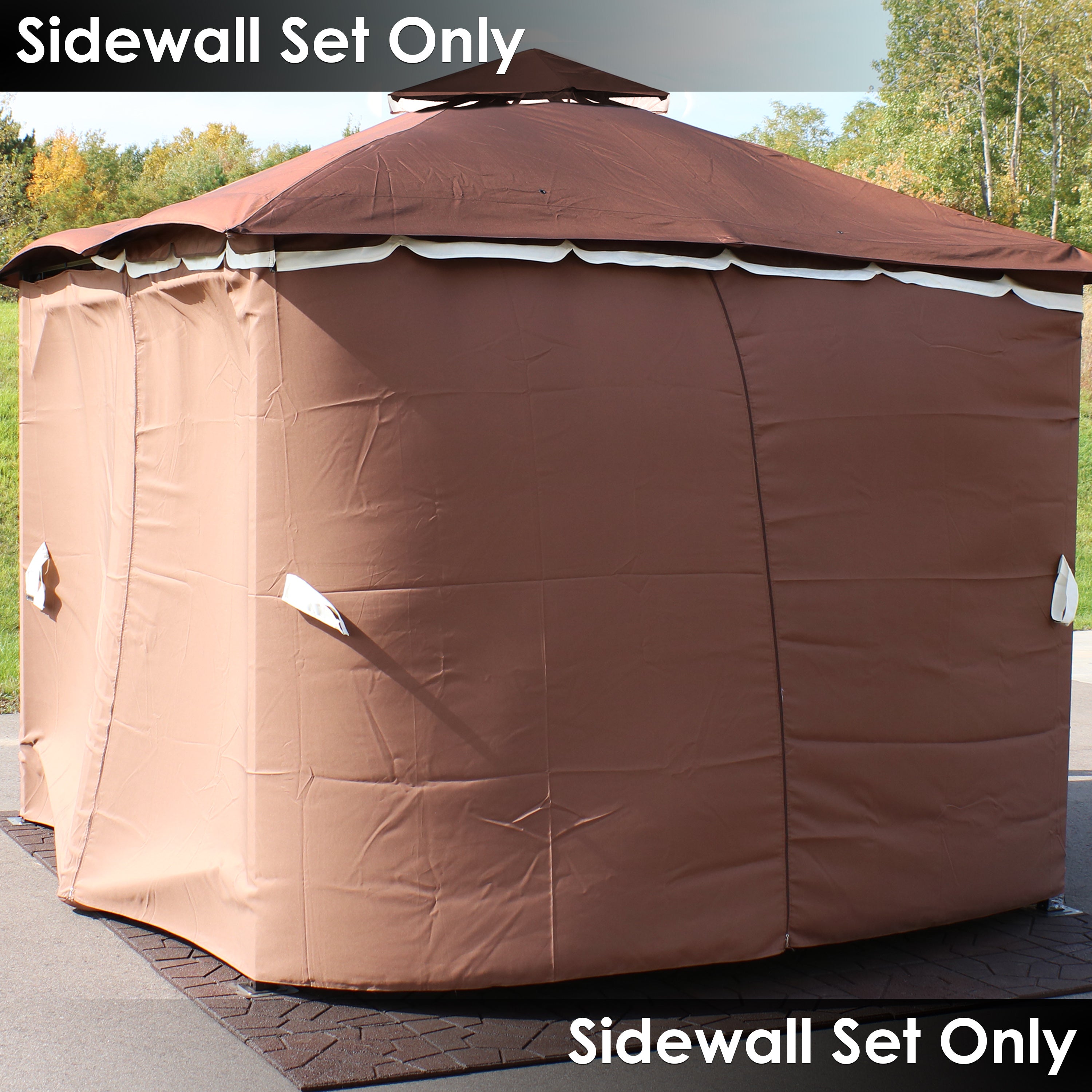 Sunnydaze 4-Piece Polyester Gazebo Sidewall Set for 10x10 Canopy - Waterproof & UV Resistant - Perfect for Outdoor Patio, Garden, and Backyard Parties