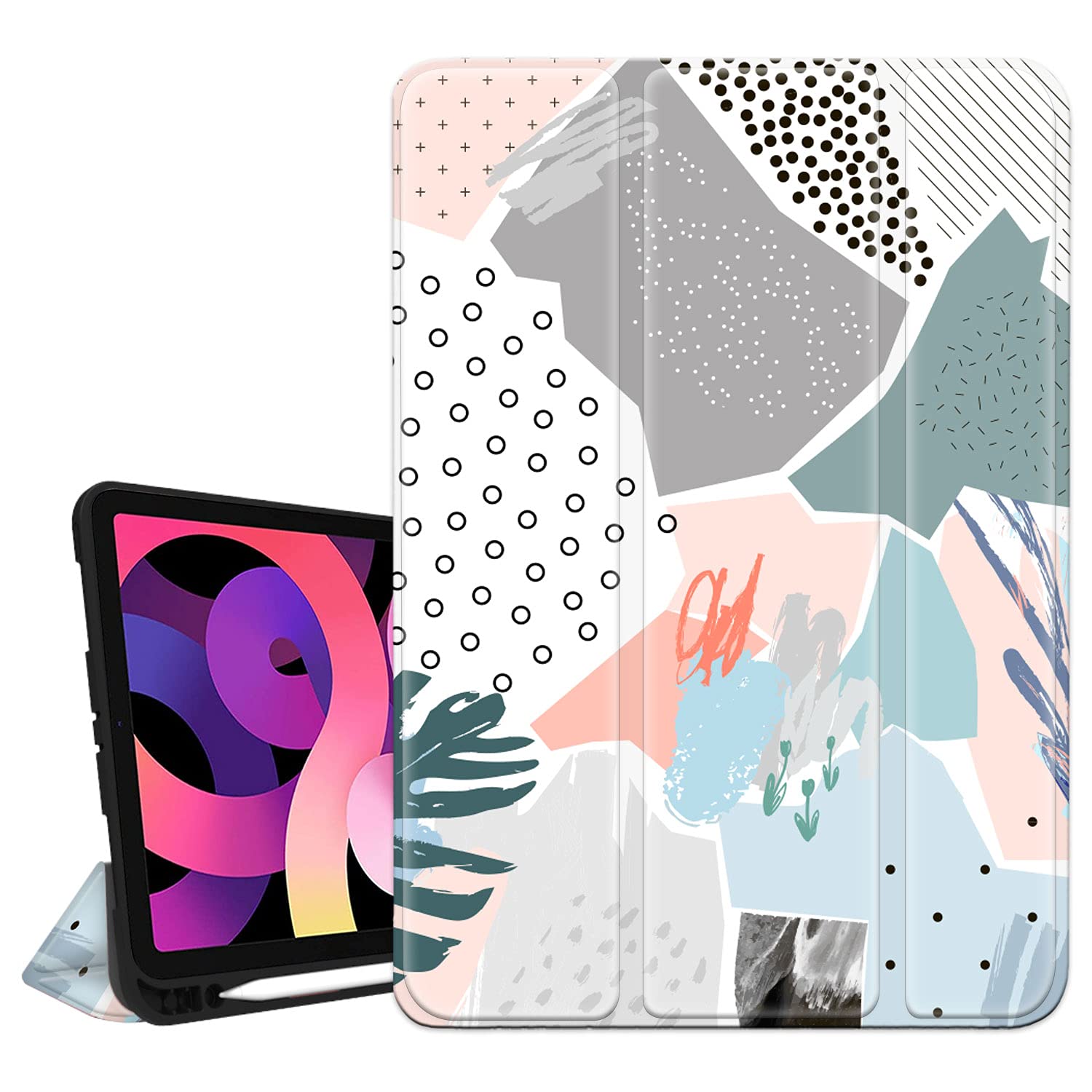 Hepix iPad Air 11 Inch Case - Slim Protective Cover for iPad Air 6th/5th/4th Gen (2024/2022/2020, 10.9 Inch) with Pencil Holder | Graffiti Color Block Doodle Design | Auto Sleep/Wake | Perfect for Work, School & Travel