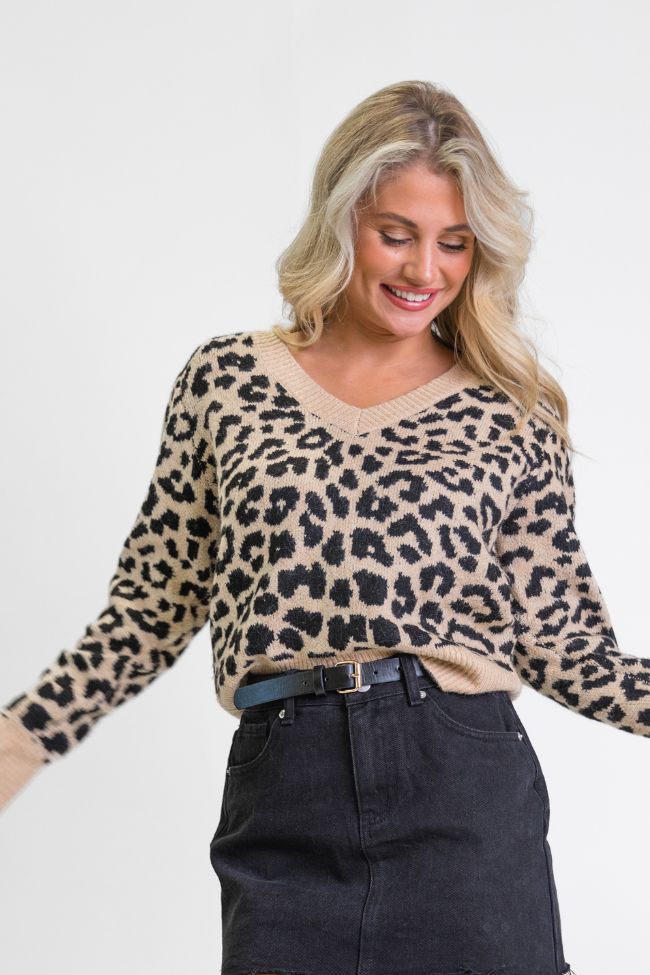Fierce Feelings V-Neck Leopard Print Sweater for Women | Cozy & Stylish Pullover | Perfect for Casual Outfits & Fall Fashion